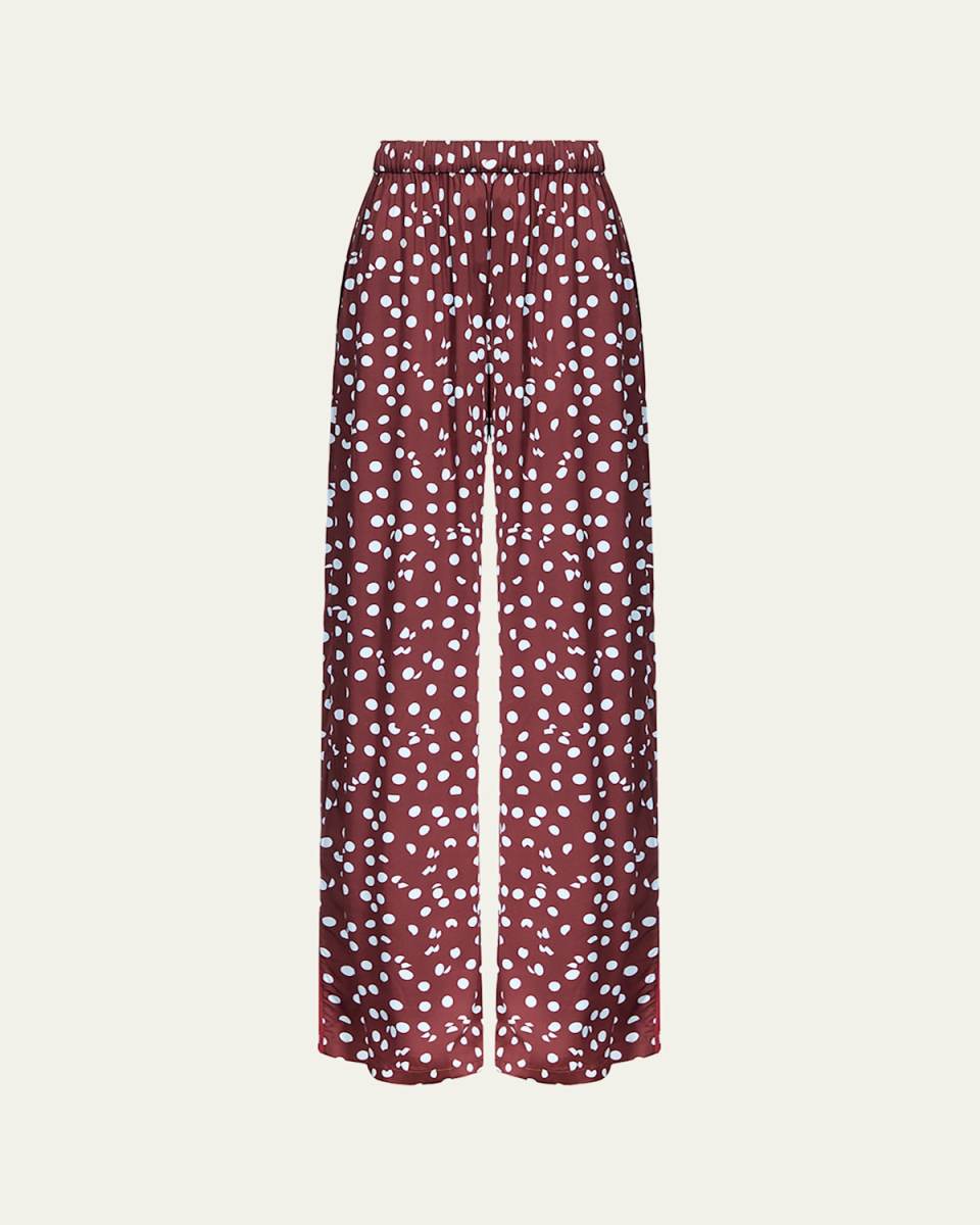 x Henry Zankov Verick Wide-Leg Polka Dot Silk Pants